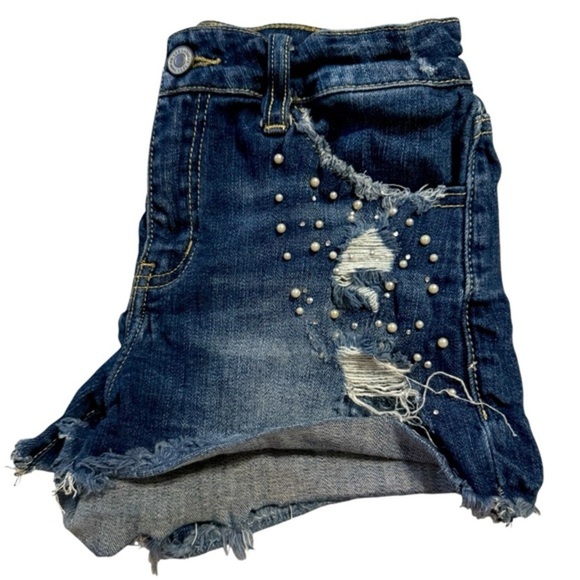 🌹KANCAN PEARL ACCENTS SHORTIE SHORTS - Picture 1 of 5